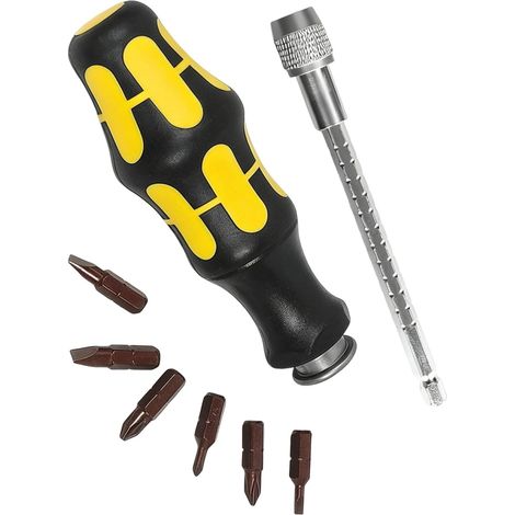 Tournevis portable 6 en 1 avec 6 embouts multi-embouts avec poignée antidérapante compact pour réparation de petits appareils électroménagers, loisirs créatifs