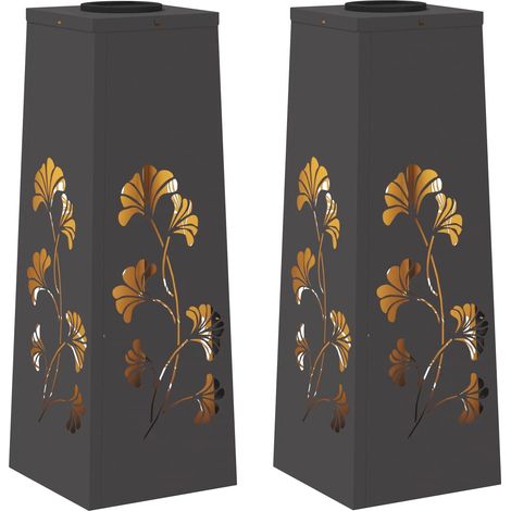 Set di 2 lampade da giardino a LED solari per esterni 18 x 18 x 50 cm design moderno e resistente in acciaio nero 020052566