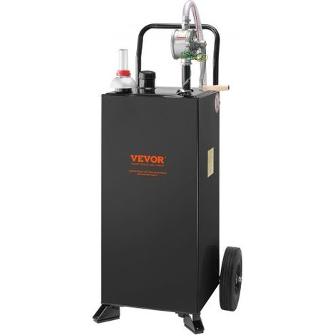 Chariot à essence 30 gallons réservoir de stockage de carburant avec roues, pompe de transfert manuelle, conteneur d'essence carburant diesel pour voitures, tondeuses à gazon, VTT, bateaux, noir (1/4)