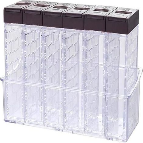 Ensemble de 6 pots à épices transparents, contenants pour sel, épices et condiments. (1/5)