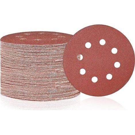 Lot de 50 disques abrasifs à 8 trous - Grain 320 - Papier abrasif résistant à l'usure pour ponceuse orbitale aléatoire pour bois,métal,marbre,plastique (1/5)