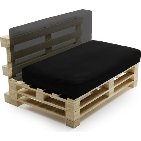 Coussin Palette Déhoussable Imperméable - 120x60 cm Noir Bananair Fabriqué en France