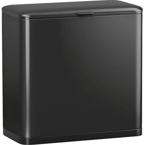 Poubelle de 8 L, sur pied ou murale, en acier inoxydable, noire (1/5)