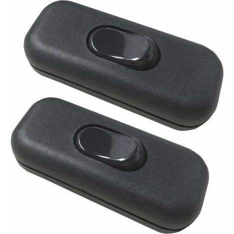 2er-Pack zweipoliger Wippschalter 6A 250V, Kippschalter/Dimmer/Lichtschalter, Schwarz (1/4)