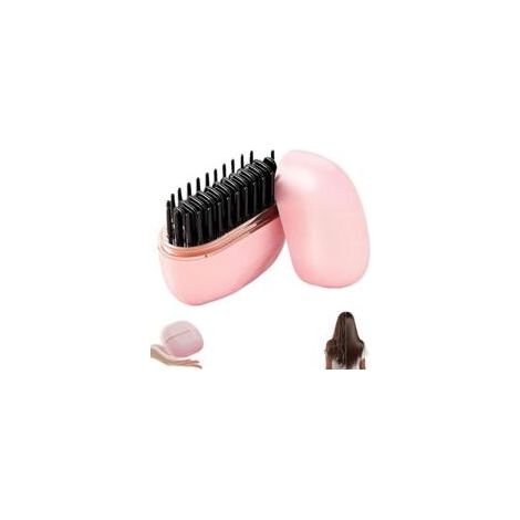 Mini-Haarglättungsbürste, kabellos und tragbar, Glättungsbürste und Volumen-Heizkamm, heizt schnell in 30 Sekunden auf, Verbrühungsschutz (Pink) (1/5)