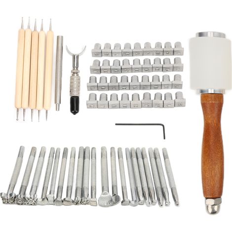 Outils de sculpture sur cuir avec estampage, incisifs, durables, robustes et pratiques pour le travail du cuir.