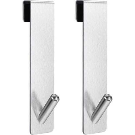 Set di 2 ganci per porta doccia - Ganci portasciugamani senza diamanti, ganci per porta doccia in vetro senza cornice, colore argento (18 cm)