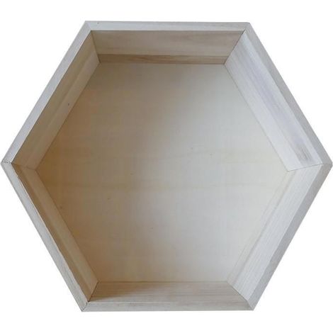 Etagère hexagone en bois 30 x 26,5 x 10 cm
