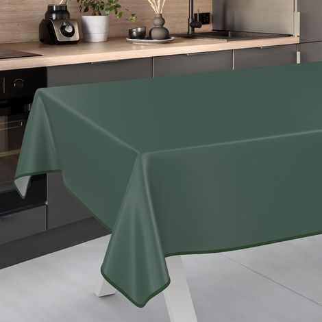 Nappe en Toile cirée Lavable, pour Table de Jardin, pour l'extérieur et l'intérieur, avec Ourlet, Vert Sapin 240 x 140 cm (1/5)