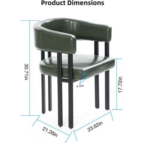 Chaise à manger moderne rembourrée simili cuir dossier incurvé accoudoirs. Structure métallique solide adaptée cuisine,salon et restaurant. (1/5)