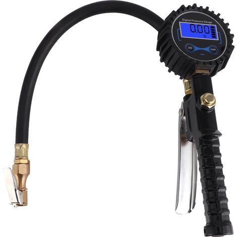 Manomètre et gonfleur de pneus 200 PSI avec affichage numérique LCD haute précision pour voiture et moto (1/5)