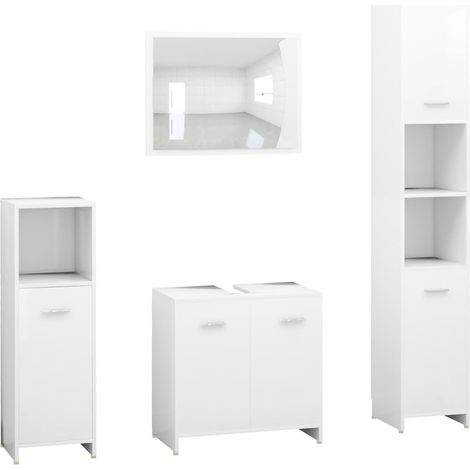 Maison Exclusive - 4-tlg. Badmöbel-Set Weiß Holzwerkstoff