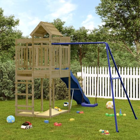 Aire de Jeux d'extérieur, Maison enfant exterieur, Maisonnette de jeu bois de pin imprégné LKOWF89028 (1/5)