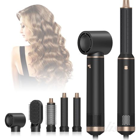 Brosse soufflante 5 en 1 avec sèche-cheveux – 4 têtes interchangeables – Revêtement céramique pour brillance – 3 réglages de température (1/5)