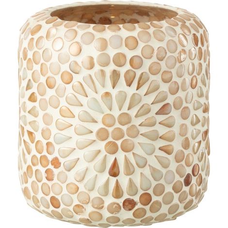 Photophore Mosaïque "Ruthie" 11cm Beige (1/4)
