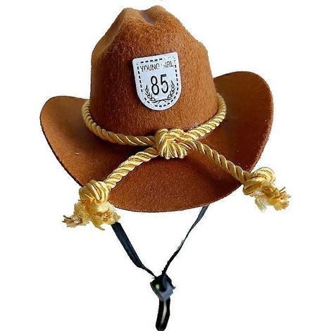 Silvester-Party-Mütze für Bichon Frisés, verstellbarer Cowboyhut mit Riemen, Größe M-5.