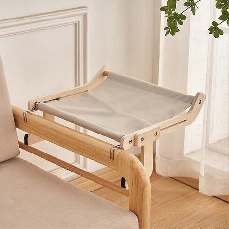 Universelle Katzenhängematte, ganzjährig nutzbar. Hängendes Katzenbett mit praktischer Halterung. Grau und blau. (1/5)