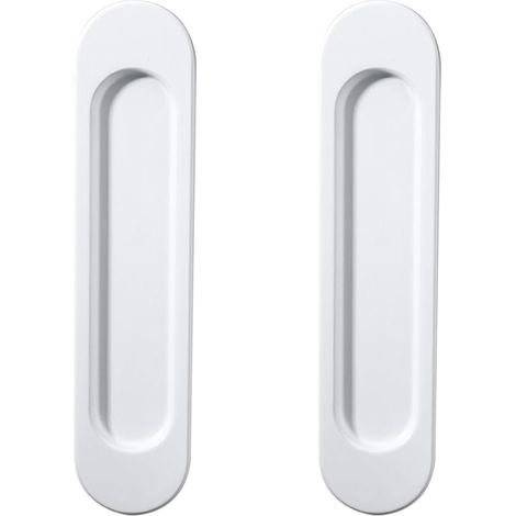 Juego de 2 tiradores ovalados autoadhesivos para puertas correderas – Aleación de aluminio color oro mate, no requiere taladrar (Blanco) (1/4)