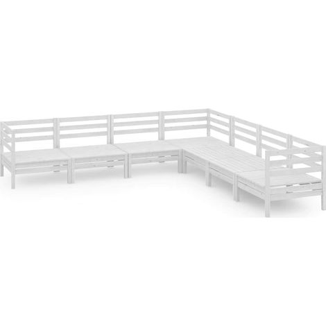 Maison Exclusive - 7-tlg. Garten-Lounge-Set Massivholz Kiefer Wei (1/5)