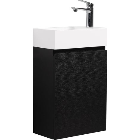 Mobile da bagno Gabinetto Angela 40cm Nero Legno - armadio WC mobiletto lavabo (1/5)