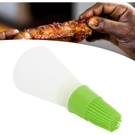 Pinceau à huile en silicone avec flacon d'huile, résistant aux hautes températures, pour contrôler l'huile dans la cuisine (vert). (1/5)