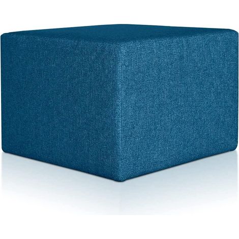 EVERGREENWEB Pouf poggiapiedi 63x63 cm per Divano Sgabello Cubo, tessuto Idrorepellente: Pouf design moderno per soggiorno camera da letto, Puff salotto, Pouffe Rubino BLU (1/4)