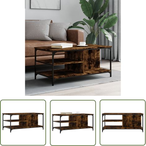 The Living Store Couchtisch Räuchereiche 100x50x45 cm Holzwerkstoff - Couchtisch - Wohnzimmerstil - Holzmöbel - Holzwerkstoff - Esszimmertisch (1/5)