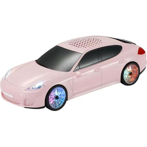 Enceinte Bluetooth pour voiture avec lumières disco LED - Puissance de 5 W - Compatible USB/carte TF/FM - Rose