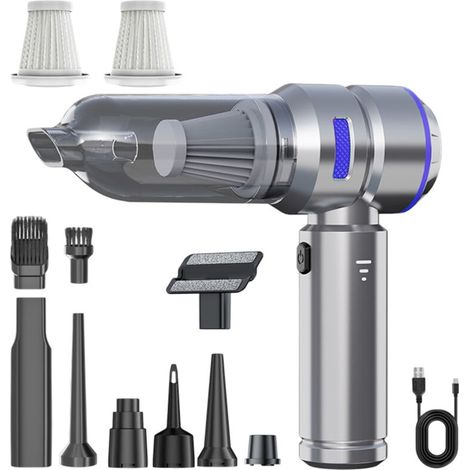 Aspirateur à main sans fil, rechargeable, mini aspirateur pour voiture, maison et poils d'animaux. Design compact et pratique. (1/5)