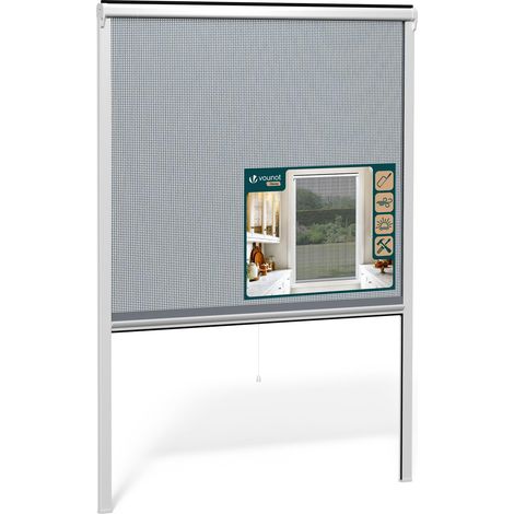 Moustiquaire Fenêtre Enroulable en PVC Recoupable avec Maille en Fibre de Verre Installation Facile L130 x H160 cm Blanc (1/5)