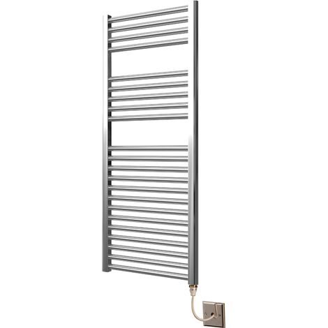 Extra High Heat Output Chrome Electric Towel Rail 500 x 1200mm Flat Bathroom Radiator Heater