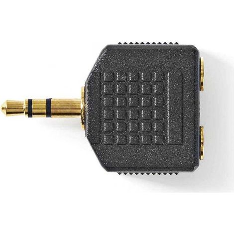 Adaptador de audio estereo macho de 35 mm 2x 35 mm hembra chapado en oro recto abs negro 10 uds bolsa de plastico