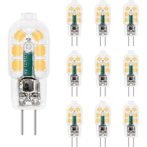 Ampoule Hotte Aspirante G4 LED 12V 2W Blanc Froid 6000K, 200LM, Halogène G4, LED Lampe G4 12V AC DC pour Camping Car/Hotte Cuisine, non-dimmable, lot de 10 [Classe énergétique A+] (1/4)