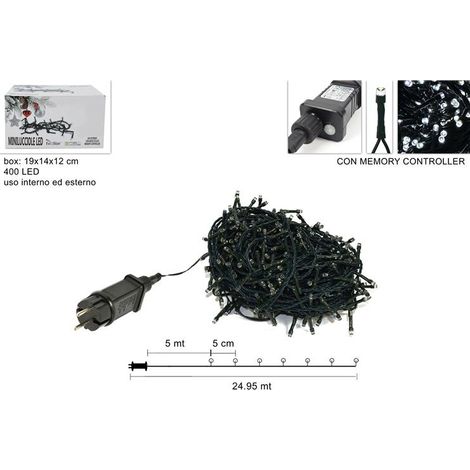 Decorazione Natale Minilucciole da Esterno 400 Led Bianchi