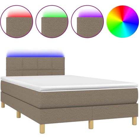 Maison Exclusive - Letto a Molle con Materasso e LED Tortora 120x200cm in Tessuto