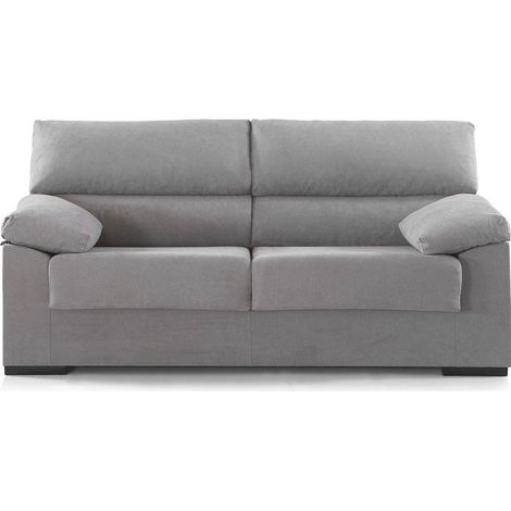 Home Heavenly® - Sofá DENVER, estructura de madera y tapizado antimanchas desenfundable.  3 Plazas, color Gris