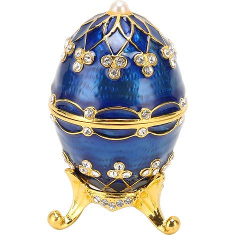 Boîte à bijoux en émail œuf, coffret à trésors en alliage de zinc, ornement élégant pour bagues, colliers, boucles d'oreilles. (1/5)