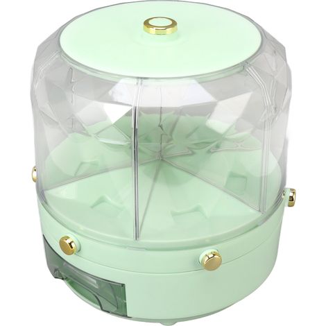 Boîte de rangement rotative pour céréales, 6 compartiments, 6 kg, distributeur de riz rotatif à 360° pour riz, haricots et céréales, usage domestique et cuisine, verte (1/5)