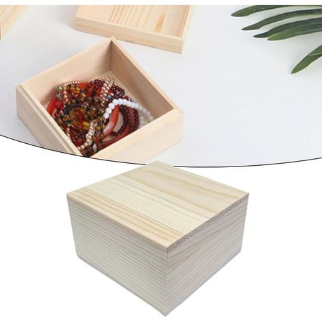 Boîte de rangement en bois avec couvercle en pin naturel pour bijoux, cadeaux de mariage, cadeaux de réveillon de Noël, projets d'artisanat (1/5)