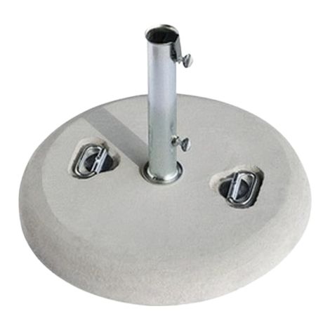 Base ronde Cementi Vibrati Florida pour parasol de jardin   55 cm en be'ton blanc avec poigne'es et tube galvanise'   5,2 cm inclus