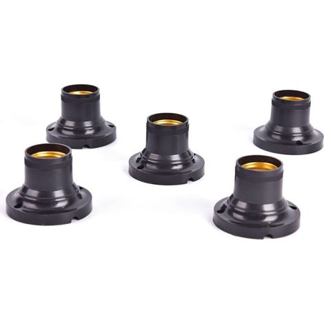 10 soportes para portalámparas E27, soportes adaptadores para LED (negros) (1/4)