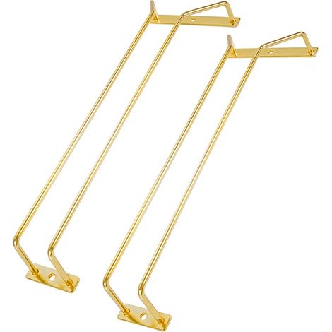 Lot de 2 supports de verre à vin doré,étagère de rangement sous armoire, support de rangement à suspendre pour restaurant, cuisine, table à manger (1/4)