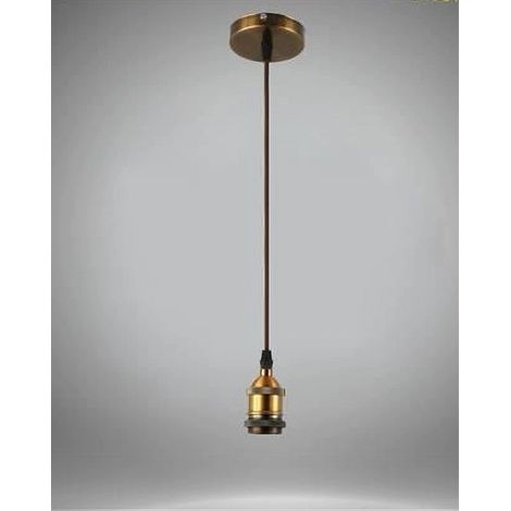 TrAdE Shop Traesio - Lampadario Portalampada A Sospensione Per Lampadine E27 Pendente 2 Metri E27-2m - Oro (1/2)