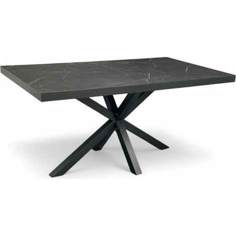 Design Esstisch Marmor Schwarz 80x160 cm, Schwarz Spider Metallgestell – Modern (1/5)