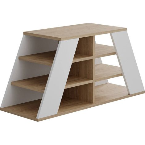 Scarpiera Zungri, Mobile Portascarpe 10 Paia, 4 Ripiani, 6 Vani, 106x38x50h cm Marrone Quercia