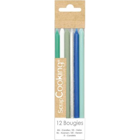 Bougies longues - Classiques - Bleu/Argenté - 12 cm - 12 pcs (1/4)