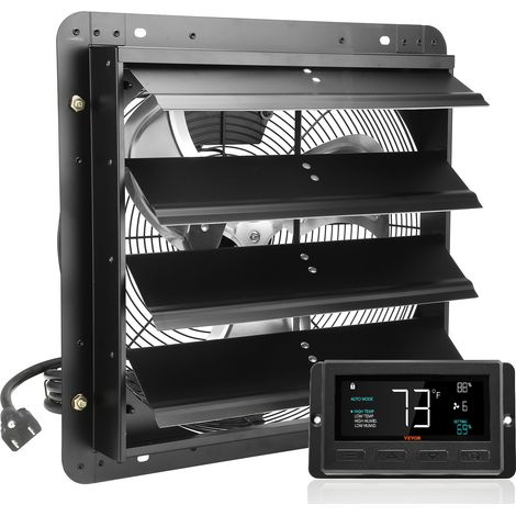 Ventilateur d'extraction à volets, 40,9 cm avec contrôleur de température et d'humidité, extracteur d'air de grenier mural réglable à vitesse variable, 2900 m³/h, moteur EC, pour serre, garage (1/5)