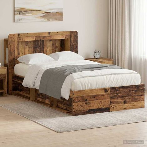Cadre de lit avec rangement Bois ancien 120 x 190 cm (1/5)