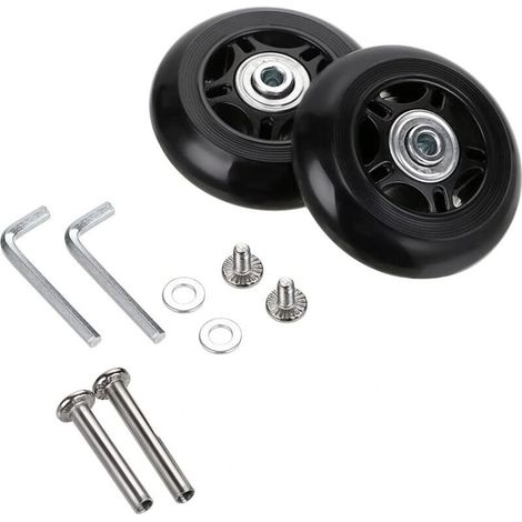 HOXILEELEO - Lot de 2 roulettes de rechange pour valises 70 x 24 mm Caoutchouc et métal Installation facile Compatible meubles et fauteuils roulants (1/4)