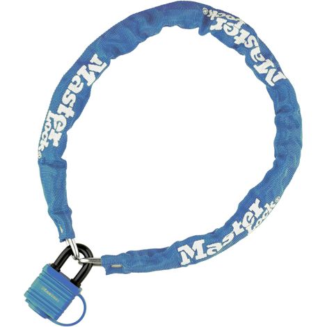 Chaine velo antivol en acier lamine Bleu Cadenas de securite longueur 90 cm (1/4)